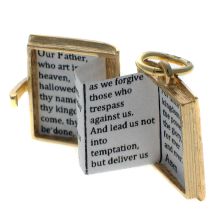 9ct Gold Bible Opening Charm Pendant with Lord's Prayer