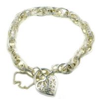 Sterling silver charm bracelet fancy multi-link