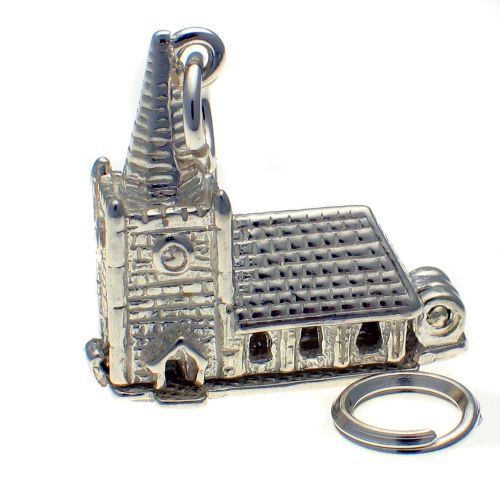 Church with Steeple Silver Charm