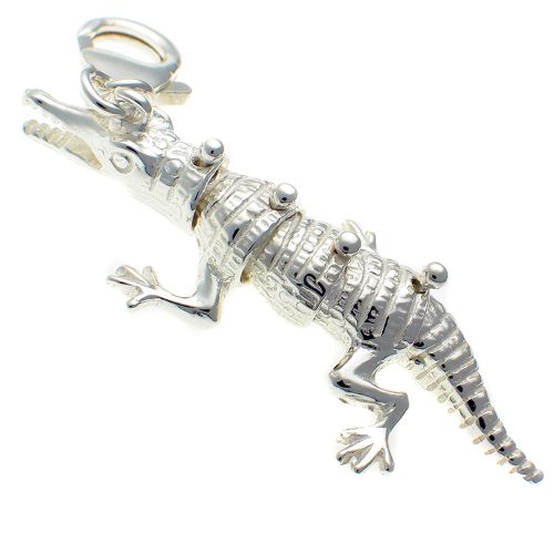 Crocodile Silver Large Charm Pendant