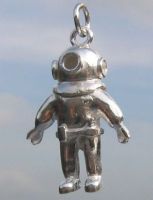 Sterling Silver Deep sea diver suit charm