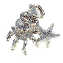 Octopus & Starfish, Sterling Silver Charm 