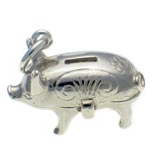 Piggy Bank Opening Silver Charm