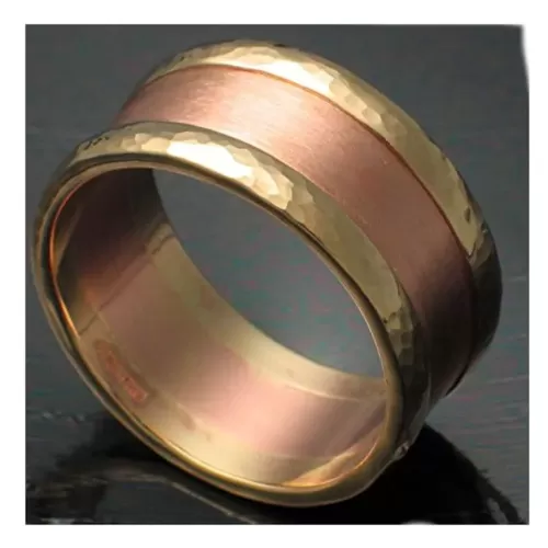 Three Band Rose and Yellow Gold Ring