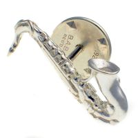Saxaphone Sterling 925 Silver Lapel Pin