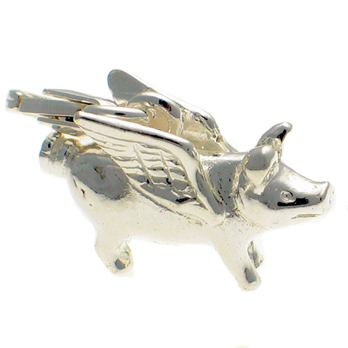 925 Sterling Silver 3D Heavy Pig Charm – Animal & Insect Theme – Tommyway Jewelry